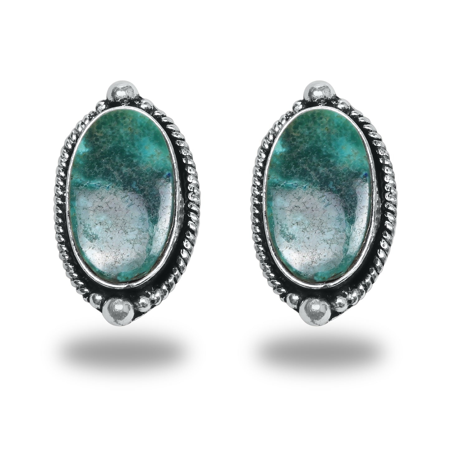 Boucles d'oreilles tiges/clous turquoise – Chic, plaqué argent | Bijoux faits main en gros