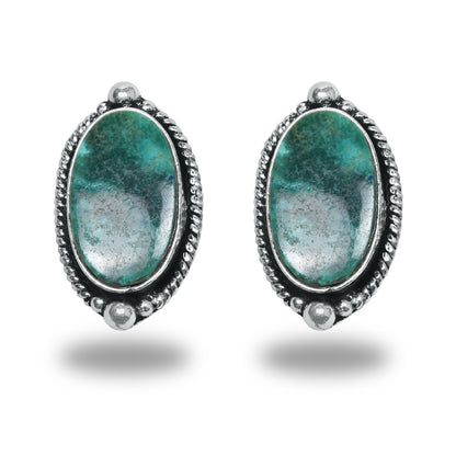 Boucles d'oreilles tiges/clous turquoise – Chic, plaqué argent | Bijoux faits main en gros