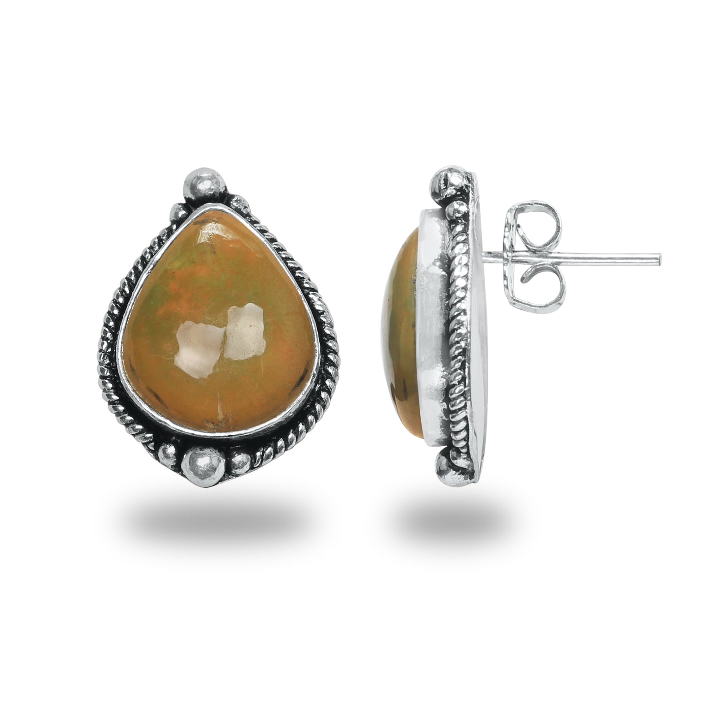Boucles d'oreilles tiges/clous turquoise – Chic, plaqué argent | Bijoux faits main en gros