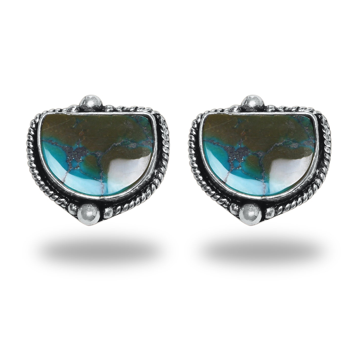 Boucles d'oreilles tiges/clous turquoise – Chic, plaqué argent | Bijoux faits main en gros