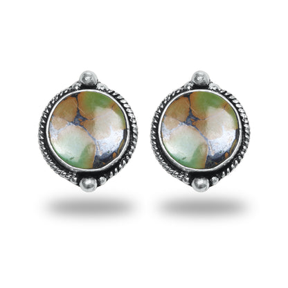 Boucles d'oreilles tiges/clous turquoise – Chic, plaqué argent | Bijoux faits main en gros