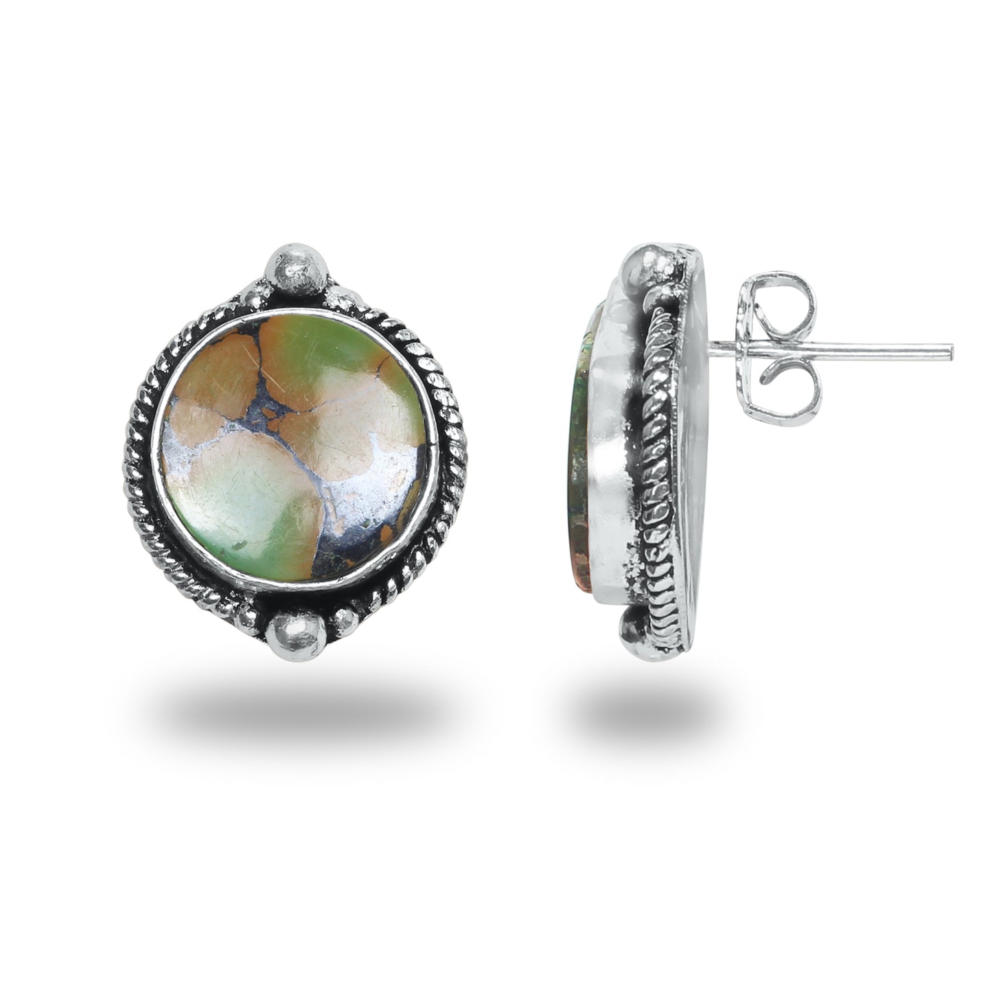 Boucles d'oreilles tiges/clous turquoise – Chic, plaqué argent | Bijoux faits main en gros