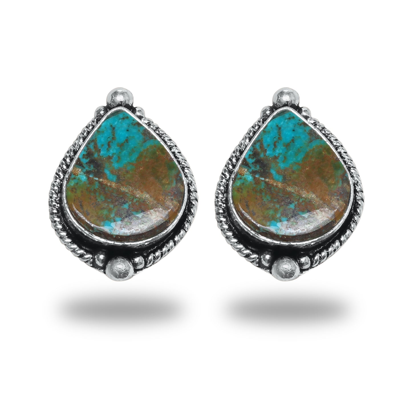 Boucles d'oreilles tiges/clous turquoise – Chic, plaqué argent | Bijoux faits main en gros