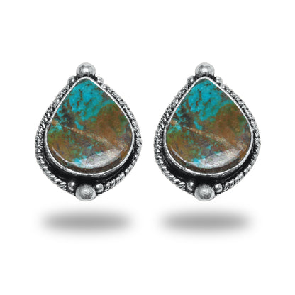 Boucles d'oreilles tiges/clous turquoise – Chic, plaqué argent | Bijoux faits main en gros