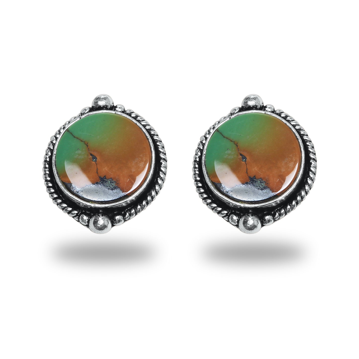 Boucles d'oreilles tiges/clous turquoise – Chic, plaqué argent | Bijoux faits main en gros