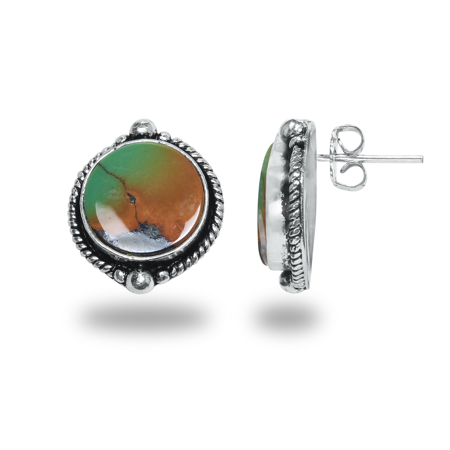 Boucles d'oreilles tiges/clous turquoise – Chic, plaqué argent | Bijoux faits main en gros