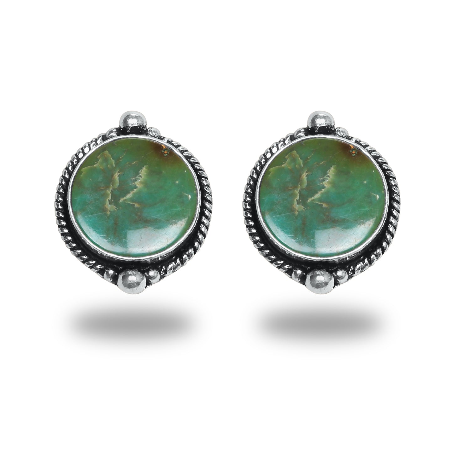 Boucles d'oreilles tiges/clous turquoise – Chic, plaqué argent | Bijoux faits main en gros