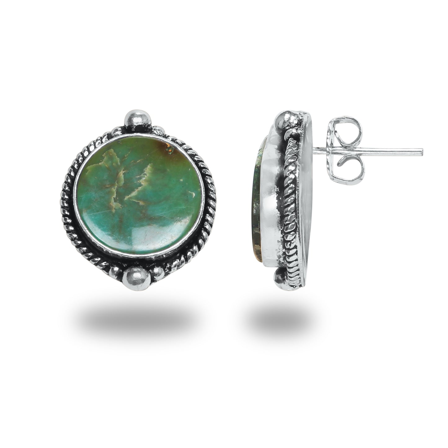 Boucles d'oreilles tiges/clous turquoise – Chic, plaqué argent | Bijoux faits main en gros