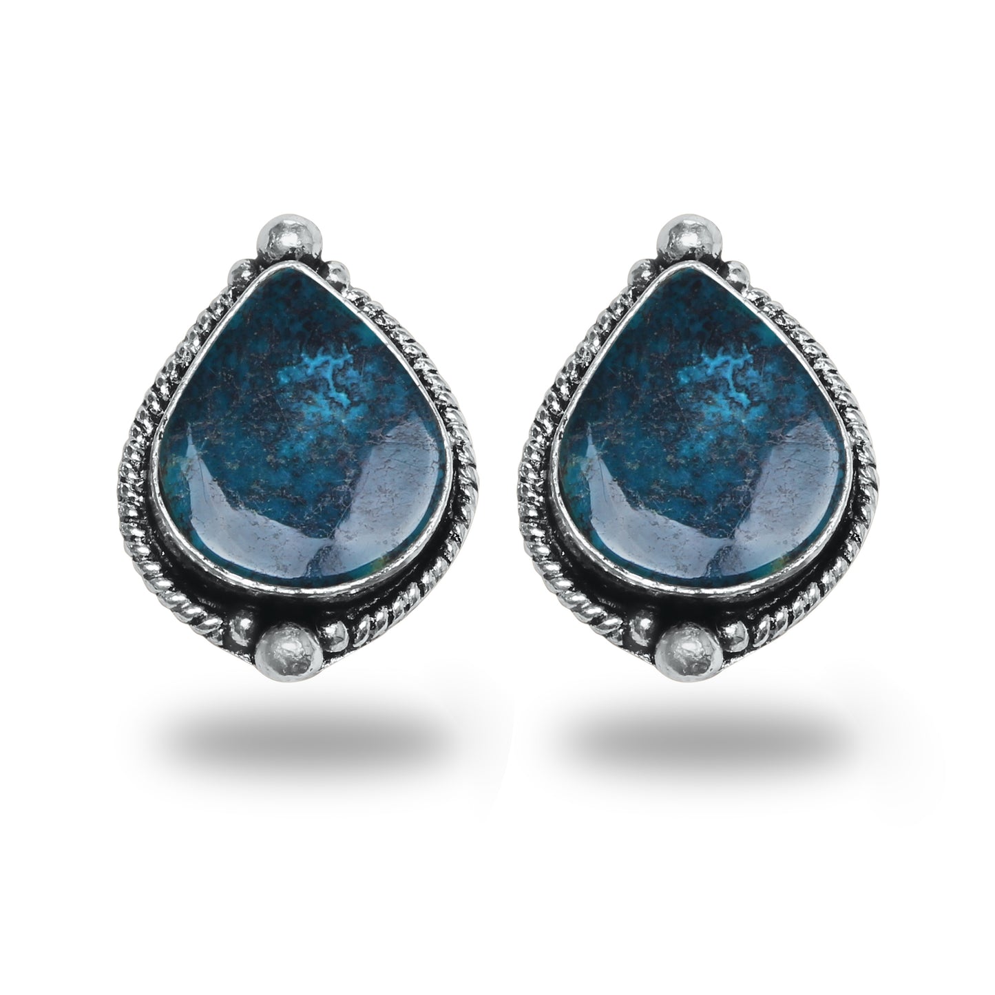Boucles d'oreilles tiges/clous turquoise – Chic, plaqué argent | Bijoux faits main en gros