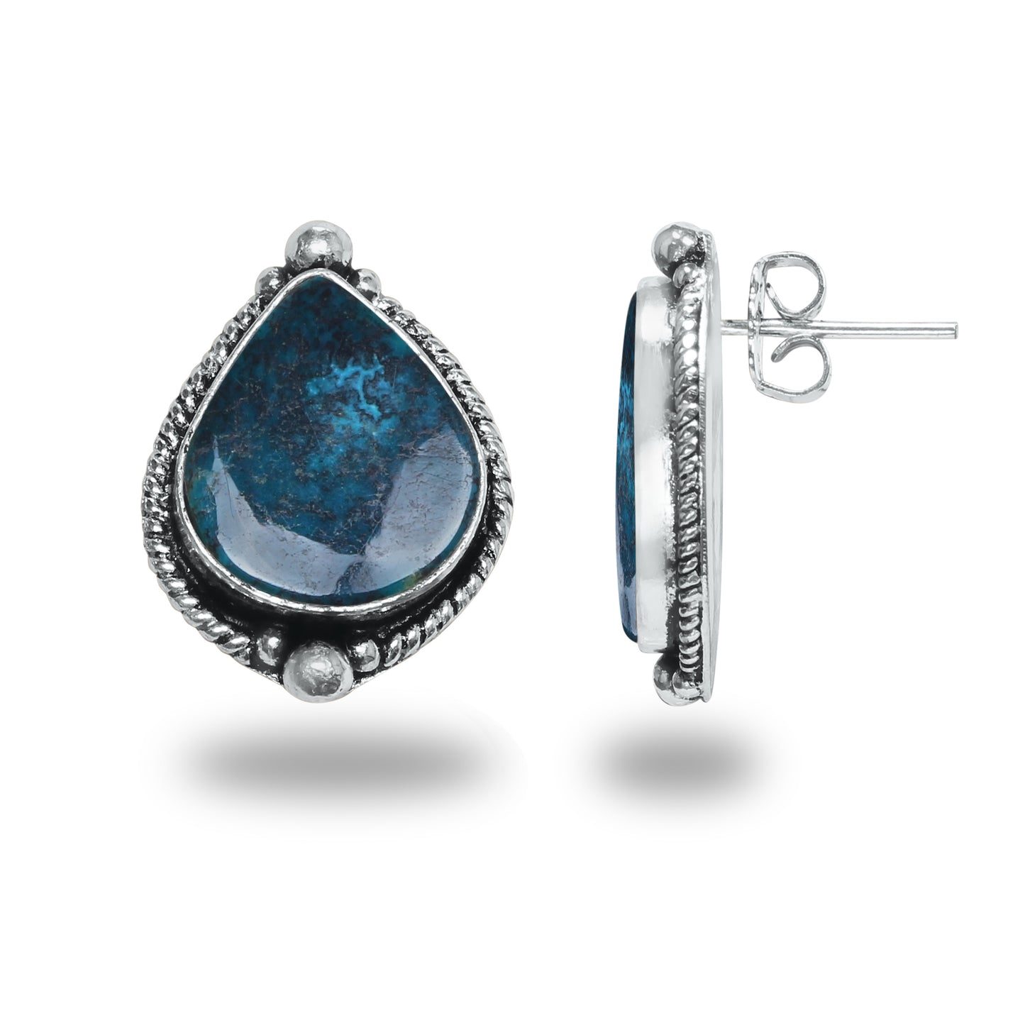 Boucles d'oreilles tiges/clous turquoise – Chic, plaqué argent | Bijoux faits main en gros
