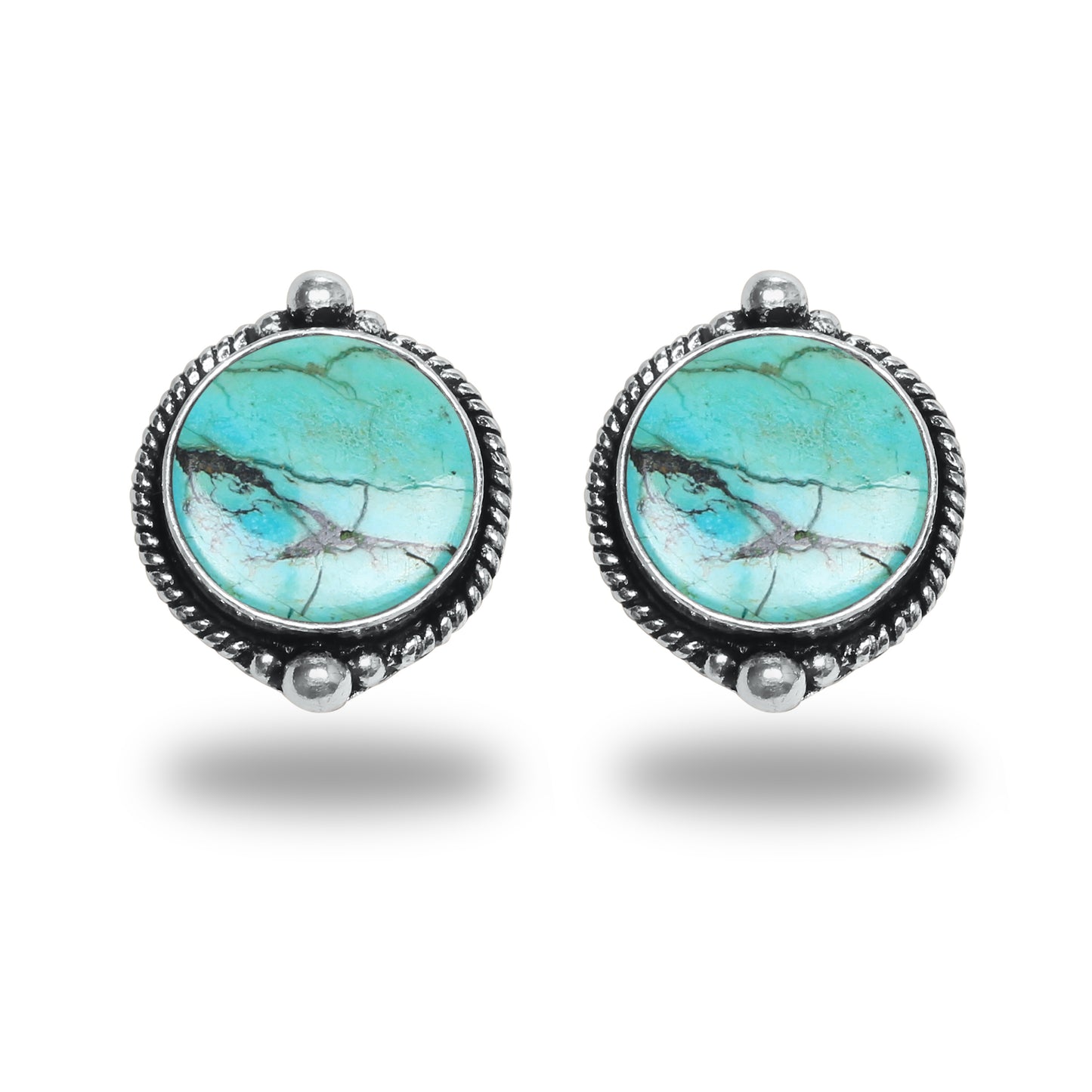 Boucles d'oreilles tiges/clous turquoise – Chic, plaqué argent | Bijoux faits main en gros