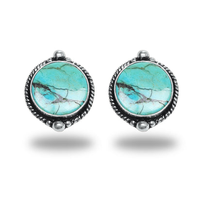 Boucles d'oreilles tiges/clous turquoise – Chic, plaqué argent | Bijoux faits main en gros