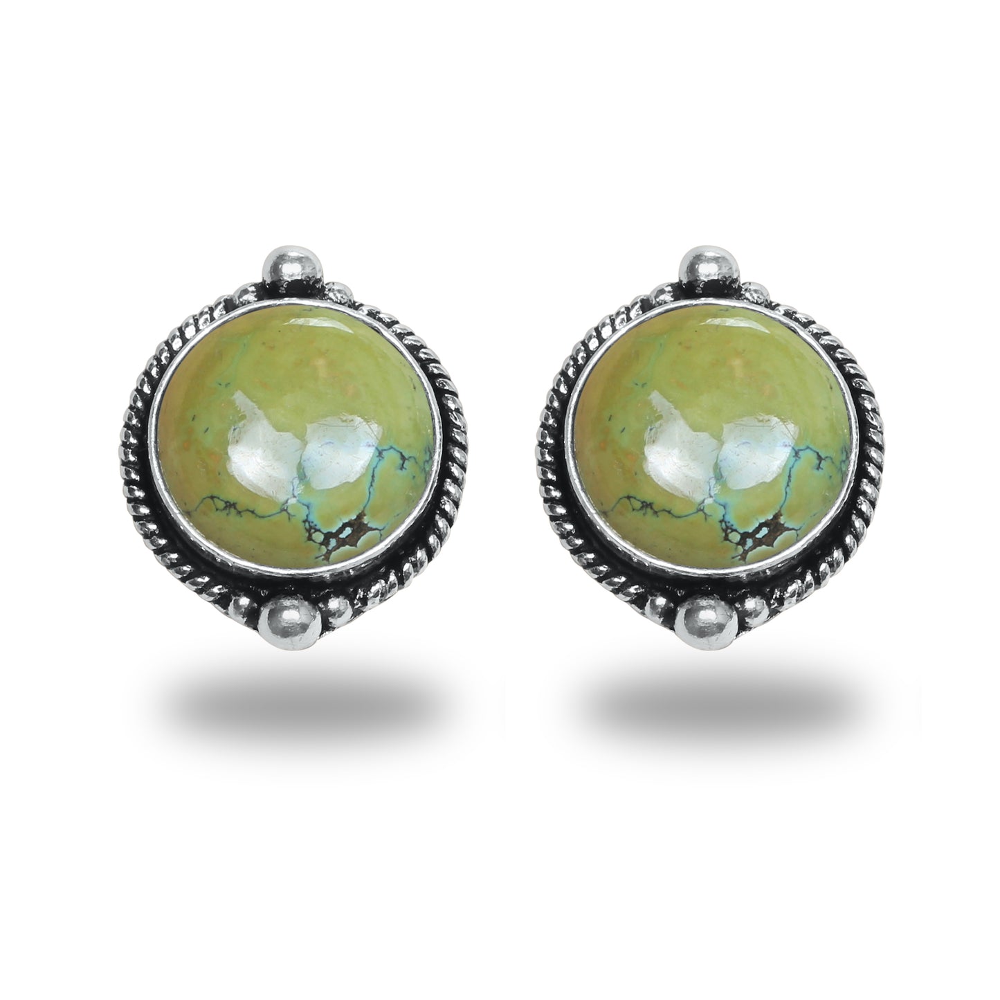 Boucles d'oreilles tiges/clous turquoise – Chic, plaqué argent | Bijoux faits main en gros