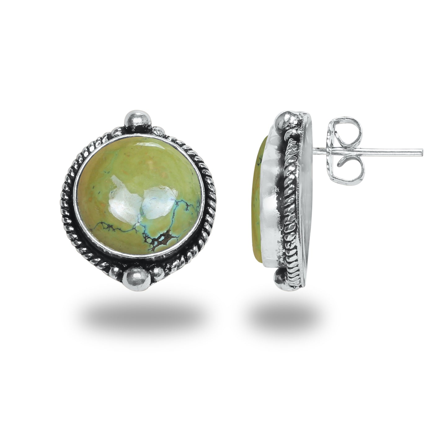 Boucles d'oreilles tiges/clous turquoise – Chic, plaqué argent | Bijoux faits main en gros