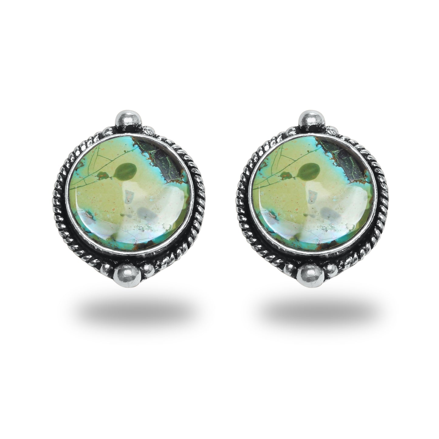 Boucles d'oreilles tiges/clous turquoise – Chic, plaqué argent | Bijoux faits main en gros