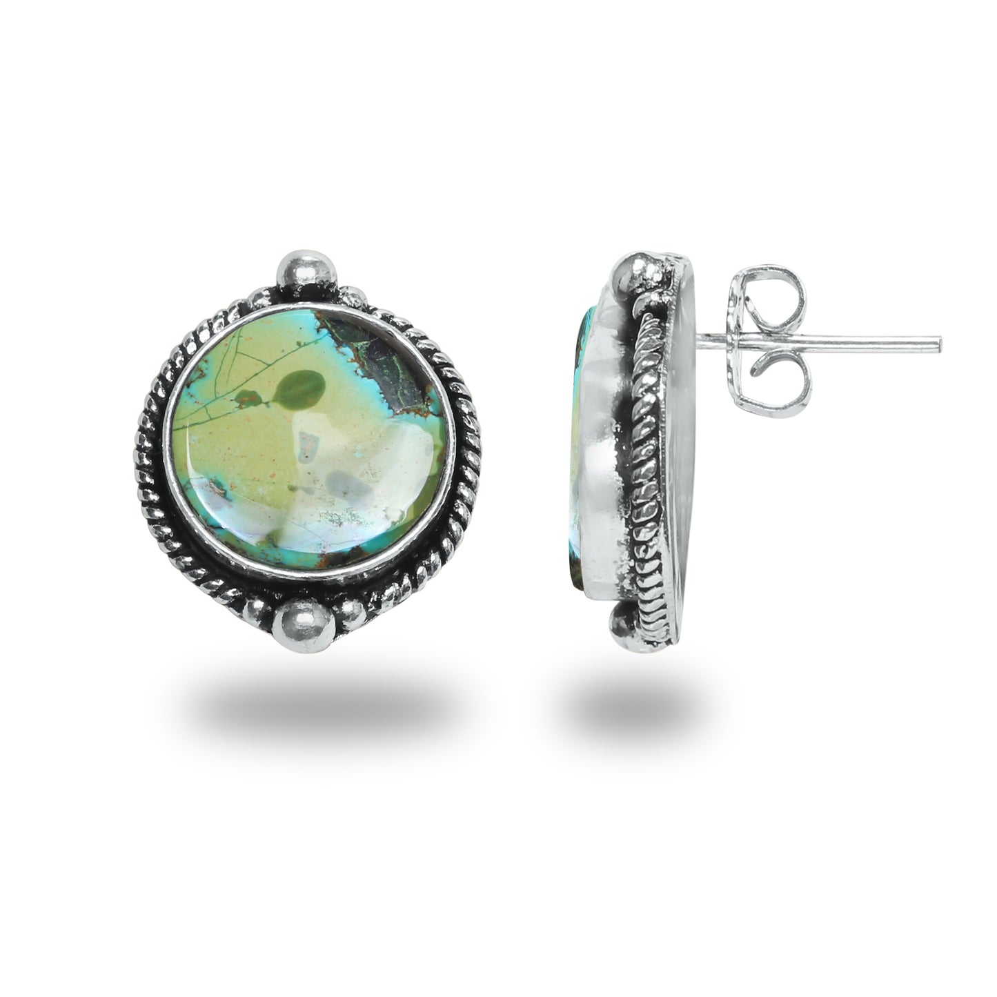 Boucles d'oreilles tiges/clous turquoise – Chic, plaqué argent | Bijoux faits main en gros