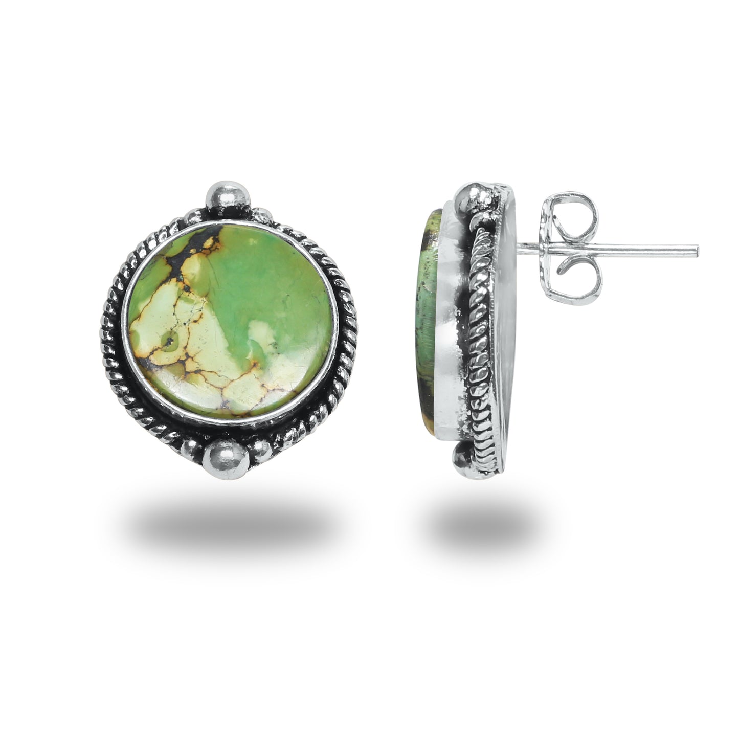 Boucles d'oreilles tiges/clous turquoise – Chic, plaqué argent | Bijoux faits main en gros