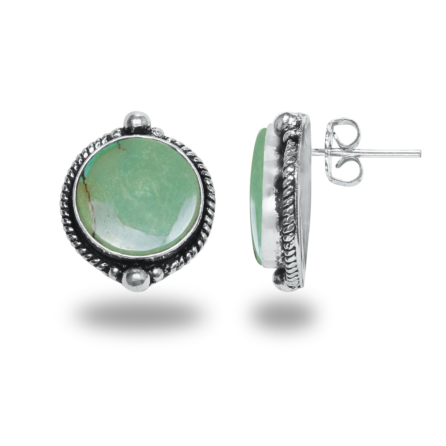 Boucles d'oreilles tiges/clous turquoise – Chic, plaqué argent | Bijoux faits main en gros