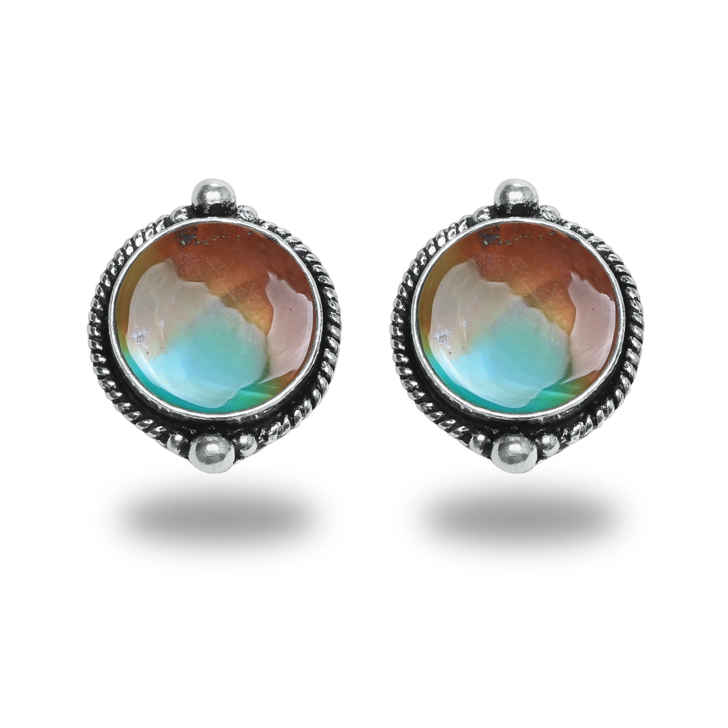 Boucles d'oreilles tiges/clous turquoise – Chic, plaqué argent | Bijoux faits main en gros