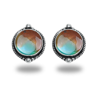 Boucles d'oreilles tiges/clous turquoise – Chic, plaqué argent | Bijoux faits main en gros