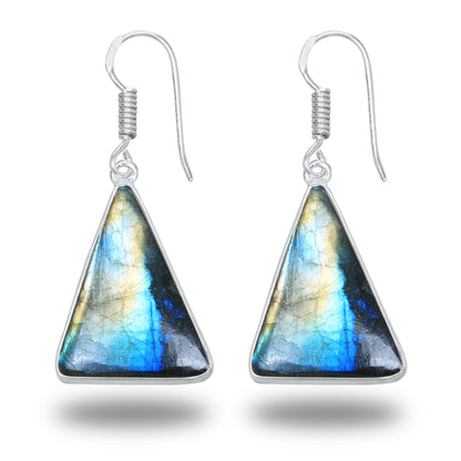 Boucles d'oreilles en labradorite - Minimalistes, formes variées, plaquées argent | Vente en gros