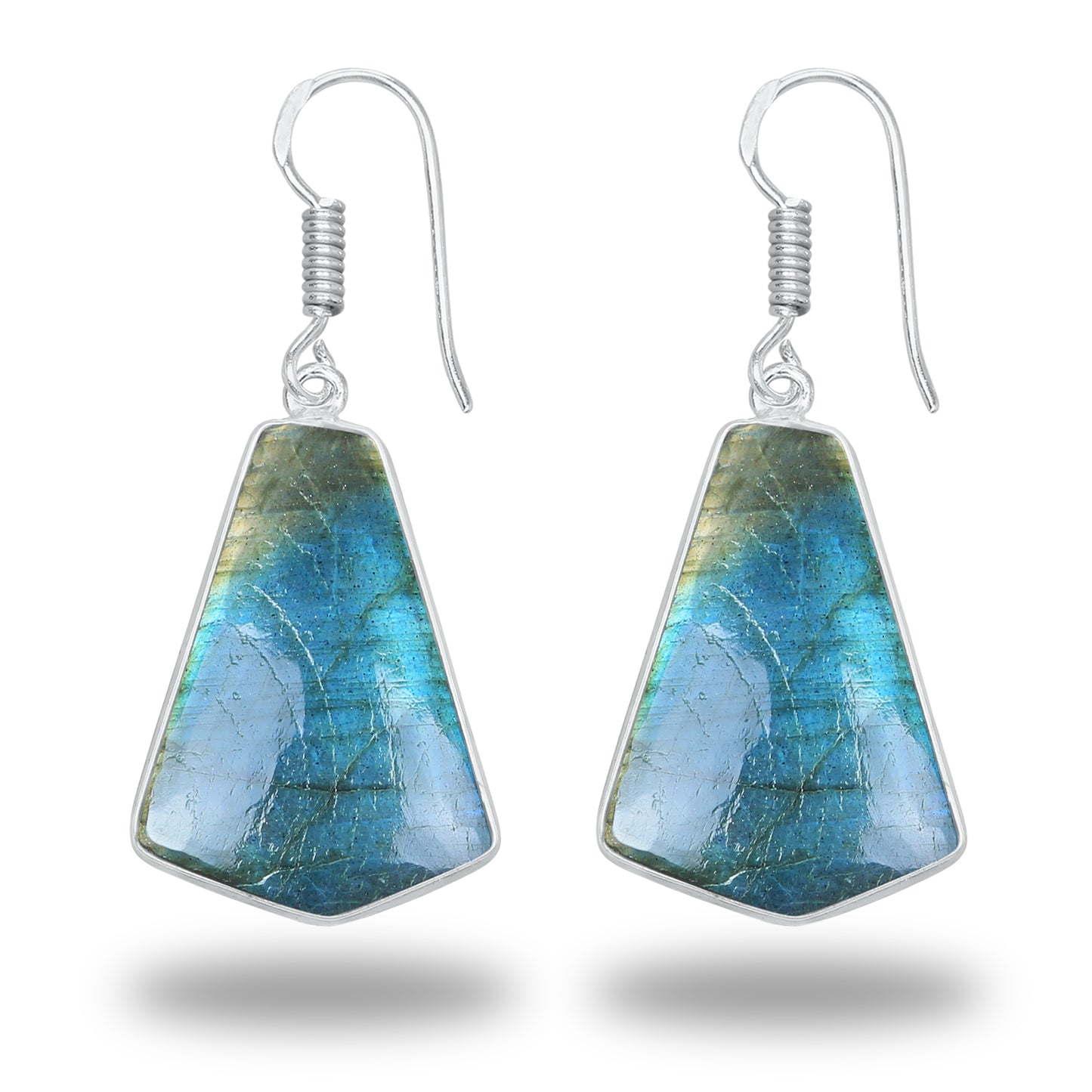 Boucles d'oreilles en labradorite - Minimalistes, formes variées, plaquées argent | Vente en gros