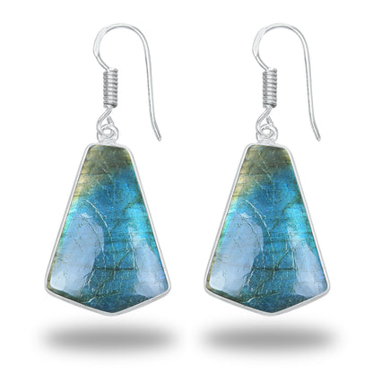 Boucles d'oreilles en labradorite - Minimalistes, formes variées, plaquées argent | Vente en gros