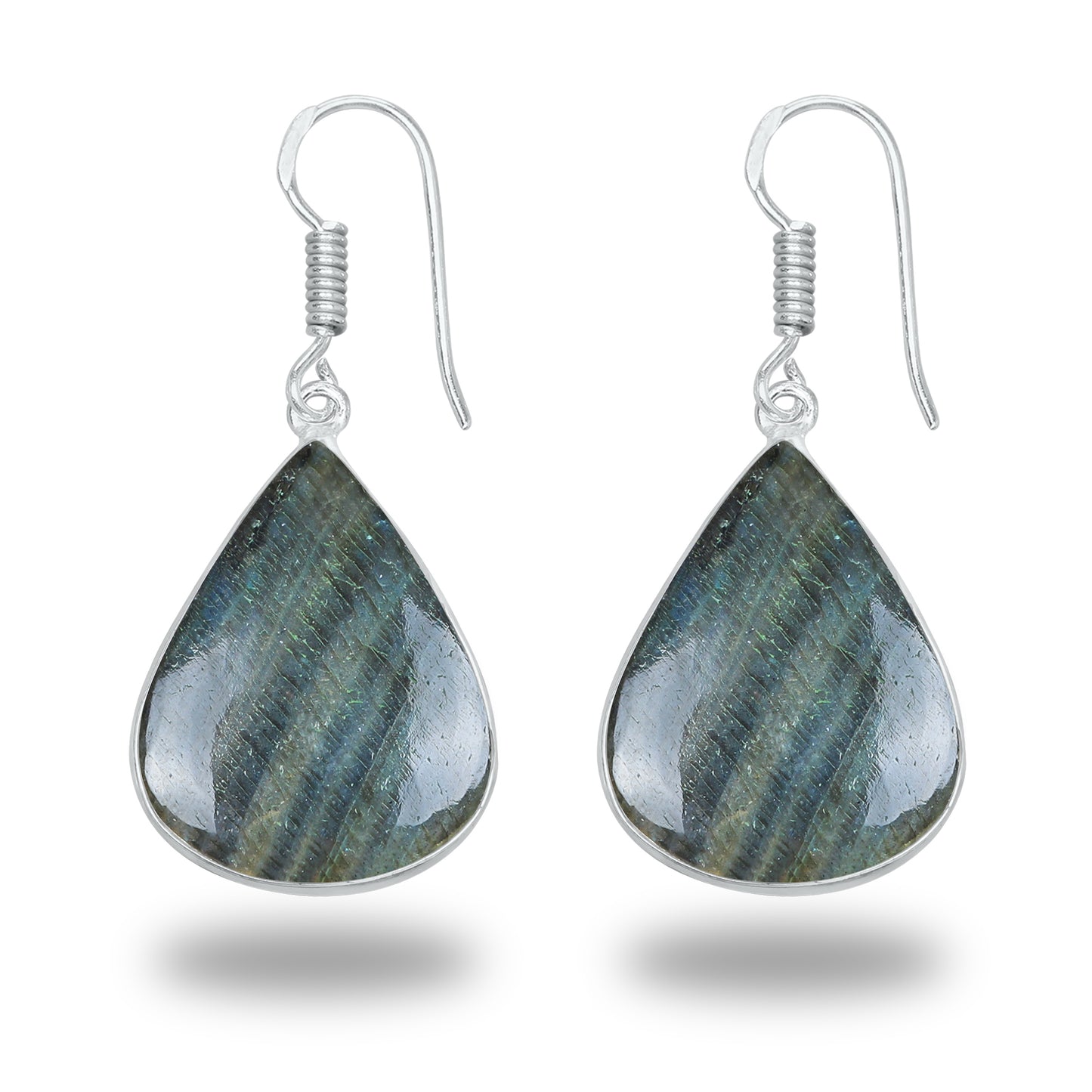 Boucles d'oreilles en labradorite - Minimalistes, formes variées, plaquées argent | Vente en gros