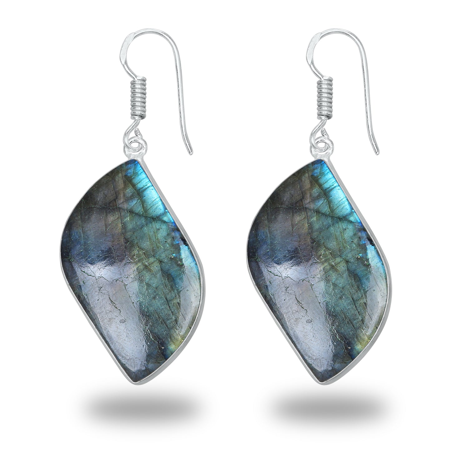 Boucles d'oreilles en labradorite - Minimalistes, formes variées, plaquées argent | Vente en gros