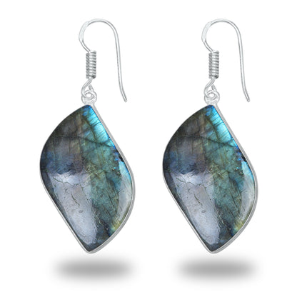Boucles d'oreilles en labradorite - Minimalistes, formes variées, plaquées argent | Vente en gros