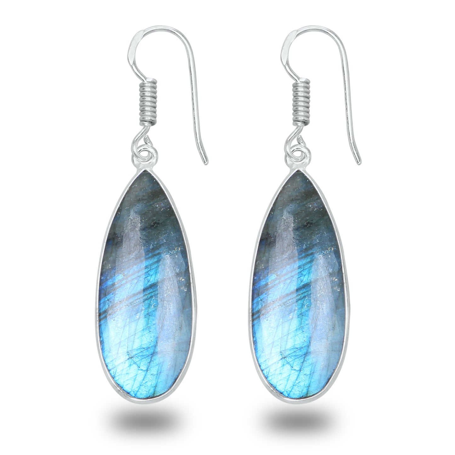 Boucles d'oreilles en labradorite - Minimalistes, formes variées, plaquées argent | Vente en gros