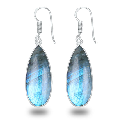 Boucles d'oreilles en labradorite - Minimalistes, formes variées, plaquées argent | Vente en gros