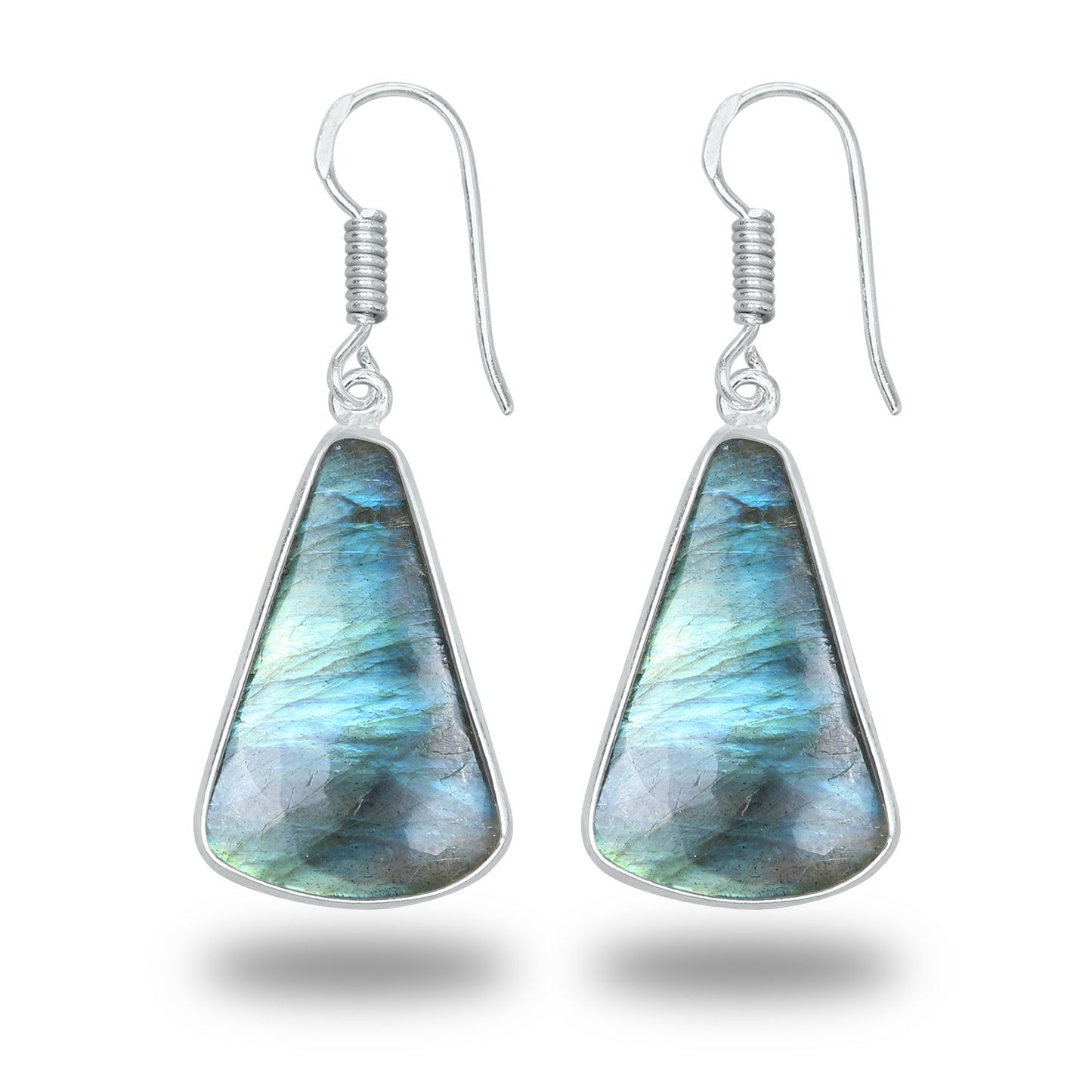 Boucles d'oreilles en labradorite - Minimalistes, formes variées, plaquées argent | Vente en gros