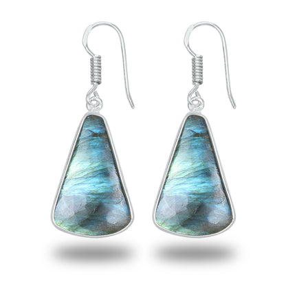 Boucles d'oreilles en labradorite - Minimalistes, formes variées, plaquées argent | Vente en gros