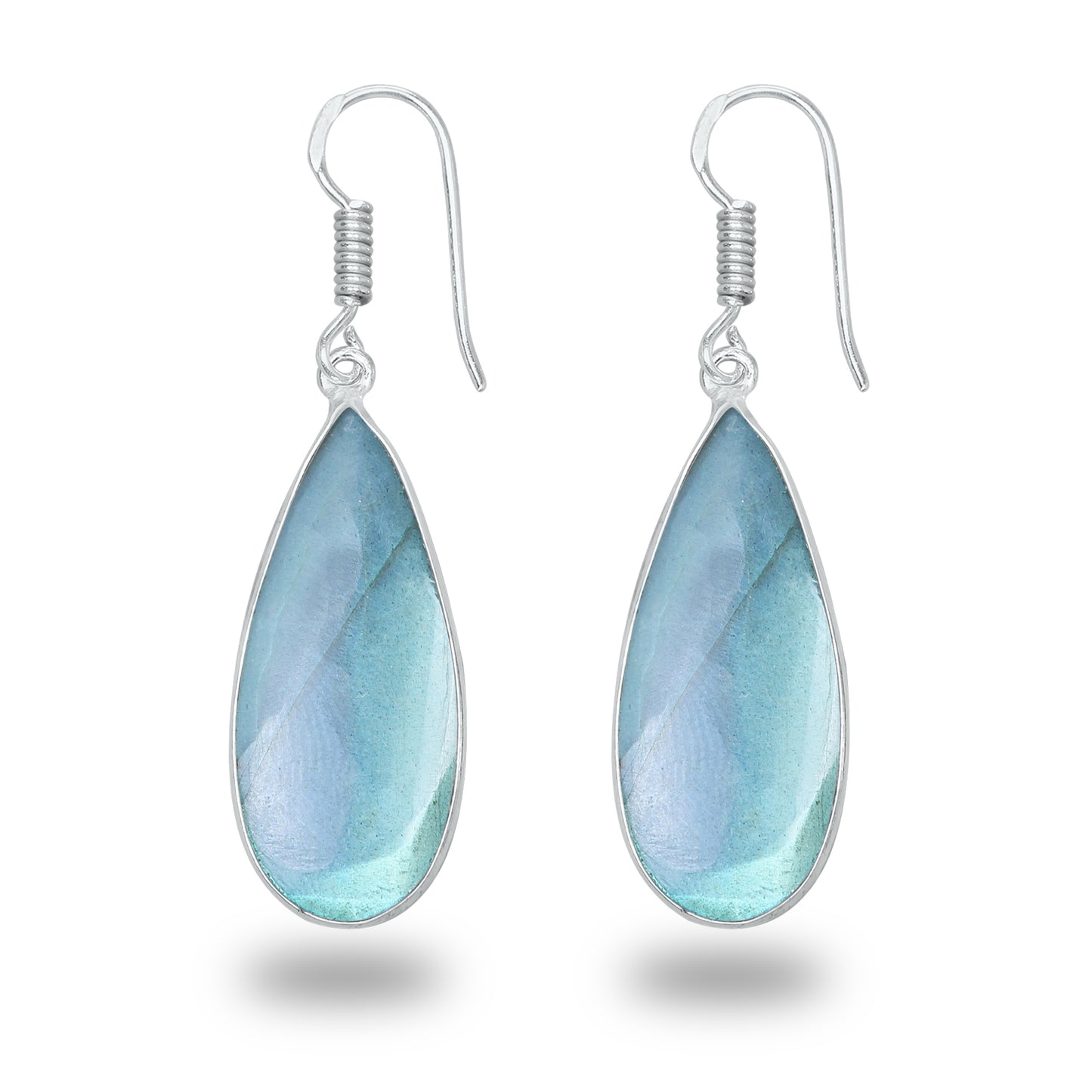 Boucles d'oreilles en labradorite - Minimalistes, formes variées, plaquées argent | Vente en gros