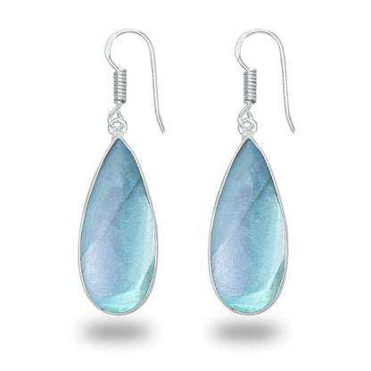 Boucles d'oreilles en labradorite - Minimalistes, formes variées, plaquées argent | Vente en gros