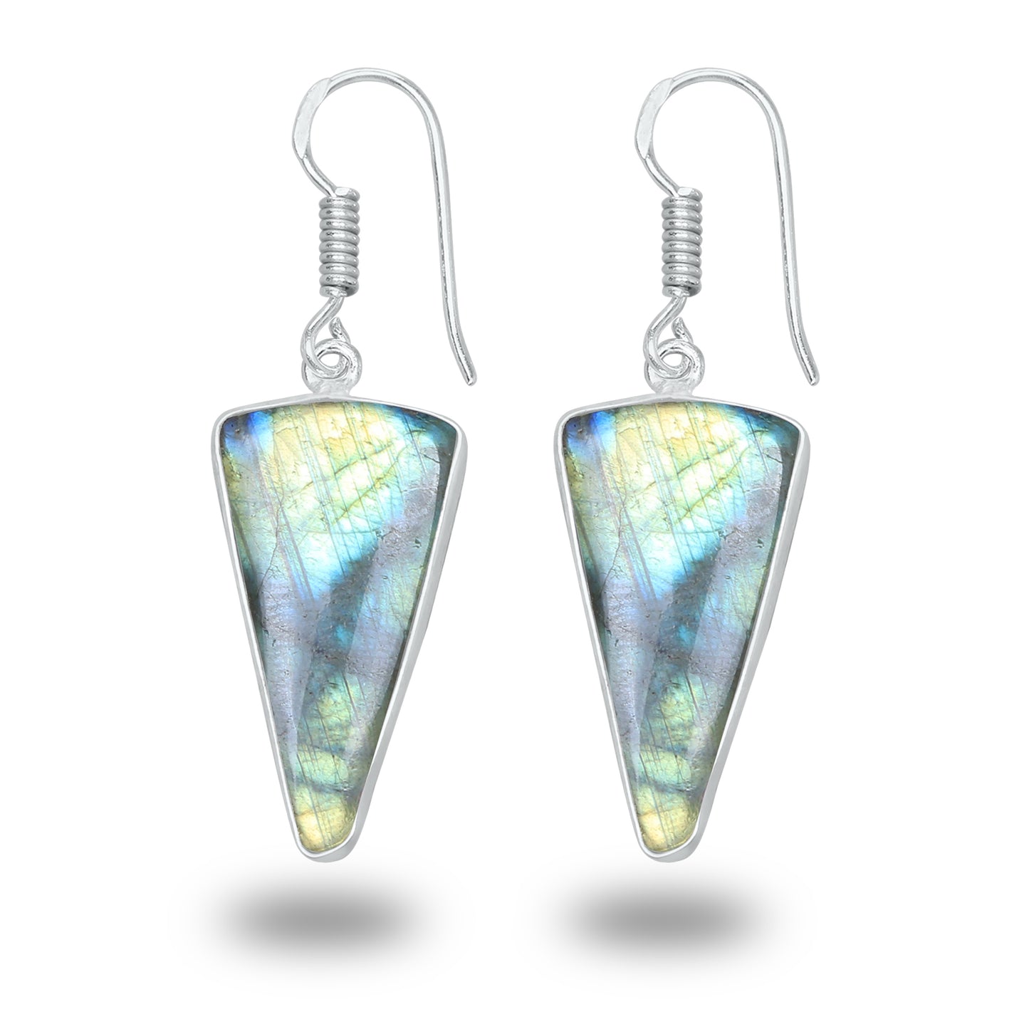 Boucles d'oreilles en labradorite - Minimalistes, formes variées, plaquées argent | Vente en gros