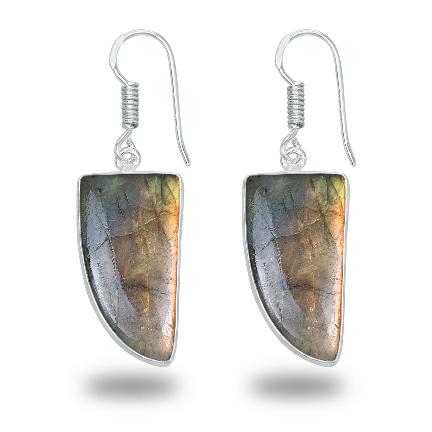 Boucles d'oreilles en labradorite - Minimalistes, formes variées, plaquées argent | Vente en gros