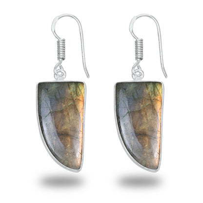 Boucles d'oreilles en labradorite - Minimalistes, formes variées, plaquées argent | Vente en gros