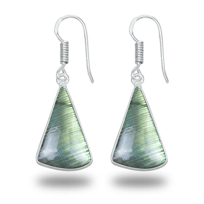 Boucles d'oreilles en labradorite - Minimalistes, formes variées, plaquées argent | Vente en gros