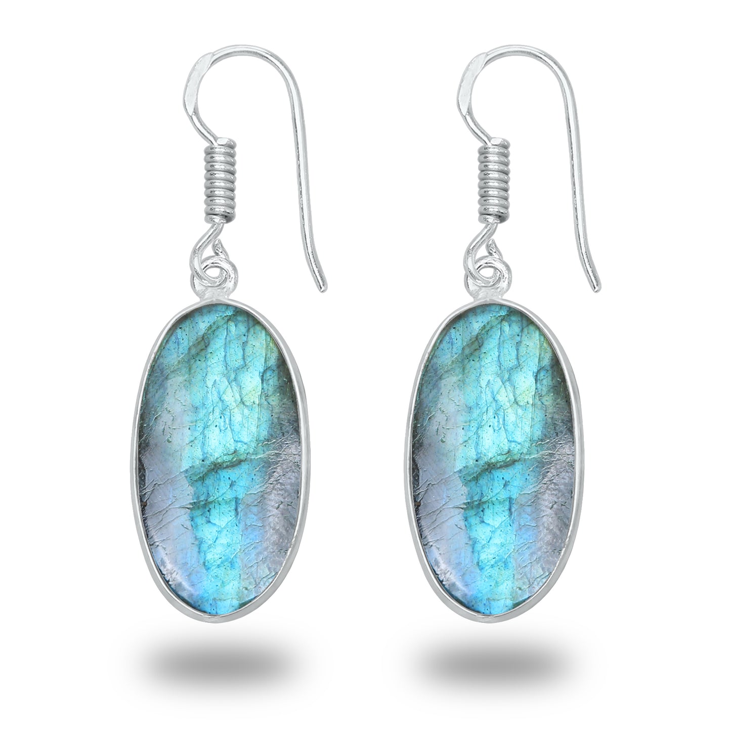 Boucles d'oreilles en labradorite - Minimalistes, formes variées, plaquées argent | Vente en gros