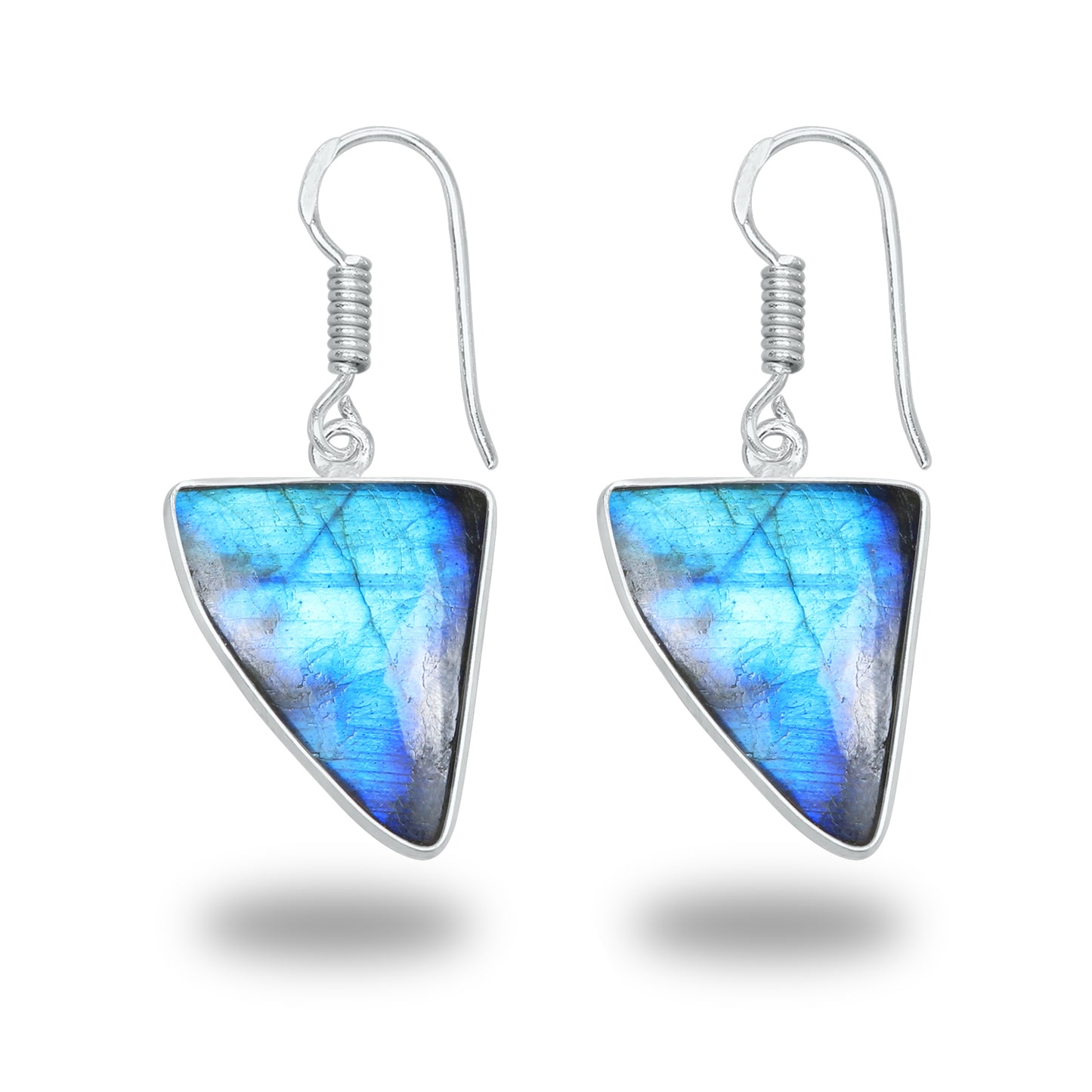 Boucles d'oreilles en labradorite - Minimalistes, formes variées, plaquées argent | Vente en gros