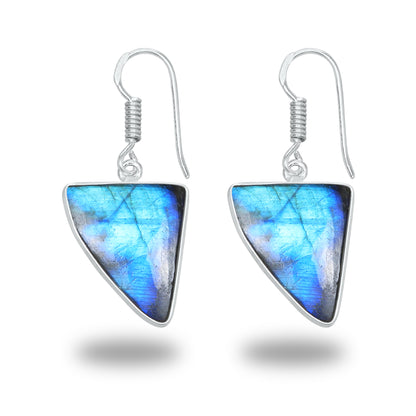 Boucles d'oreilles en labradorite - Minimalistes, formes variées, plaquées argent | Vente en gros