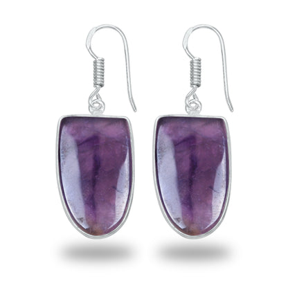 Amethyst Earrings - Minimalistic, Assorted Shapes, Wholesale, Silver-Overlay
