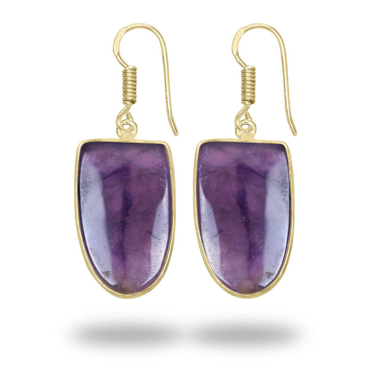 Amethyst Earrings – 18K Gold-Plated Bezel, Handmade Minimal Design | Made to Order