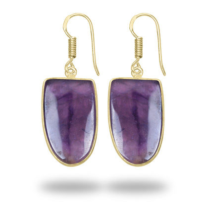 Amethyst Earrings – 18K Gold-Plated Bezel, Handmade Minimal Design | Made to Order
