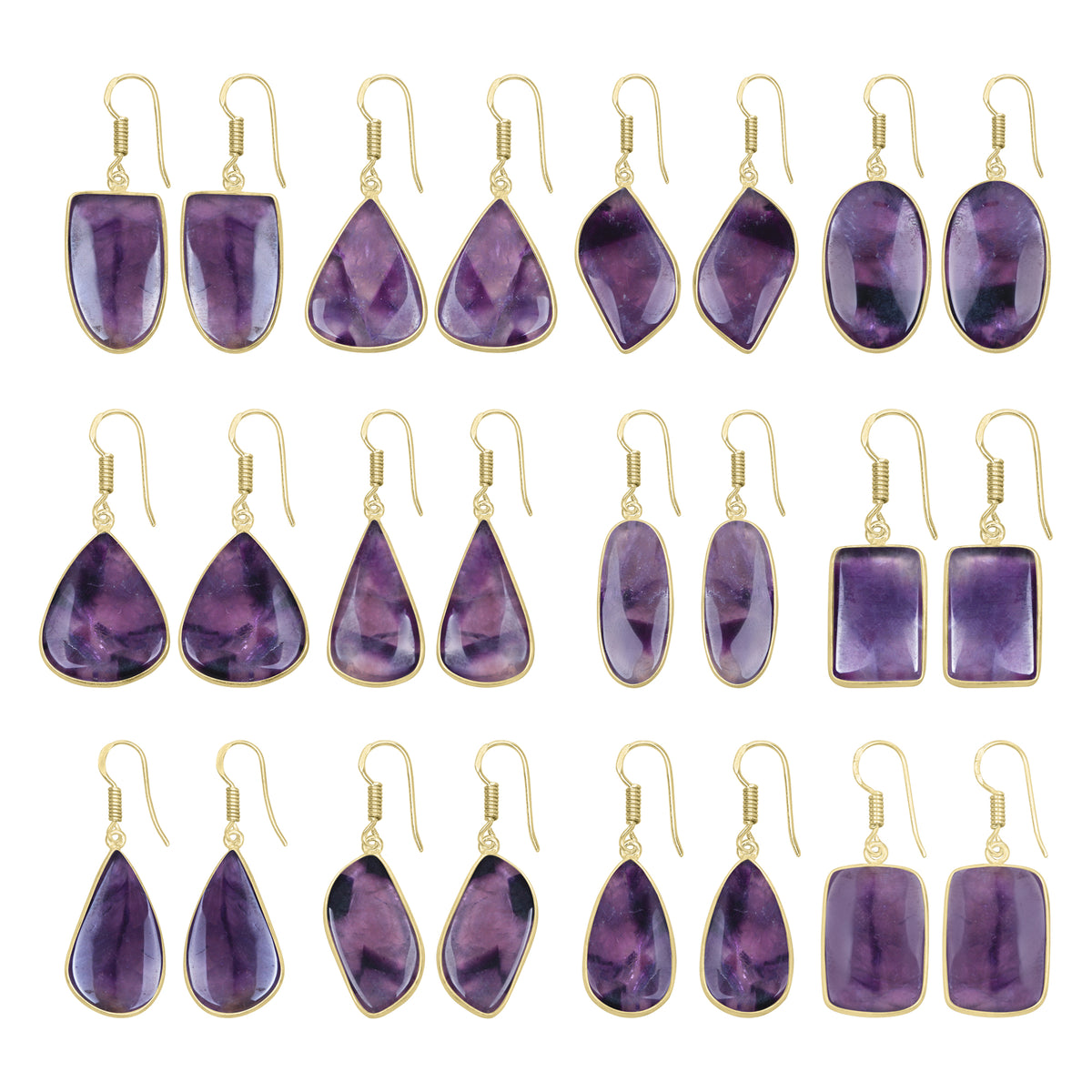 Amethyst Earrings – 18K Gold-Plated Bezel, Handmade Minimal Design | Made to Order