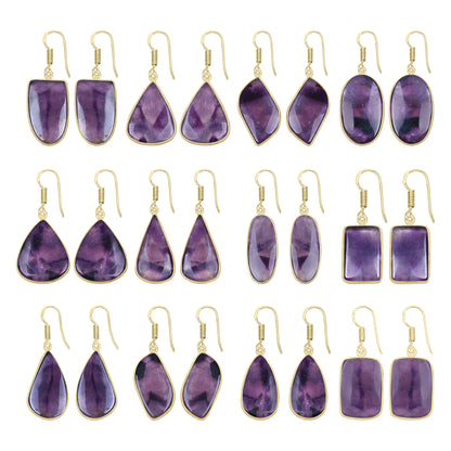 Amethyst Earrings – 18K Gold-Plated Bezel, Handmade Minimal Design | Made to Order