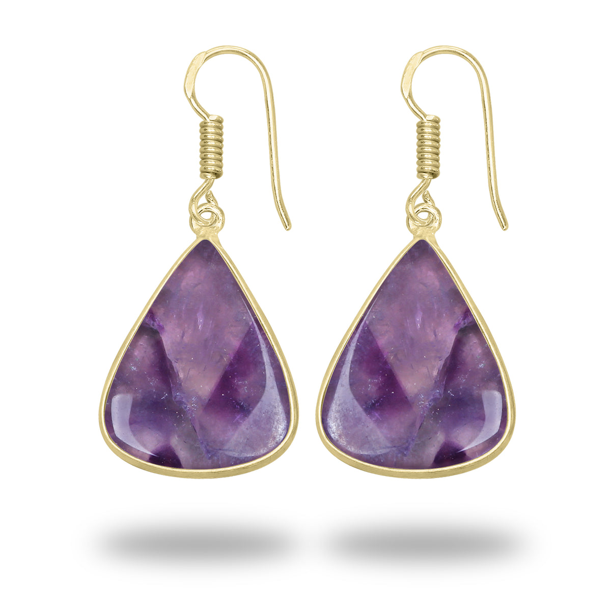 Amethyst Earrings – 18K Gold-Plated Bezel, Handmade Minimal Design | Made to Order
