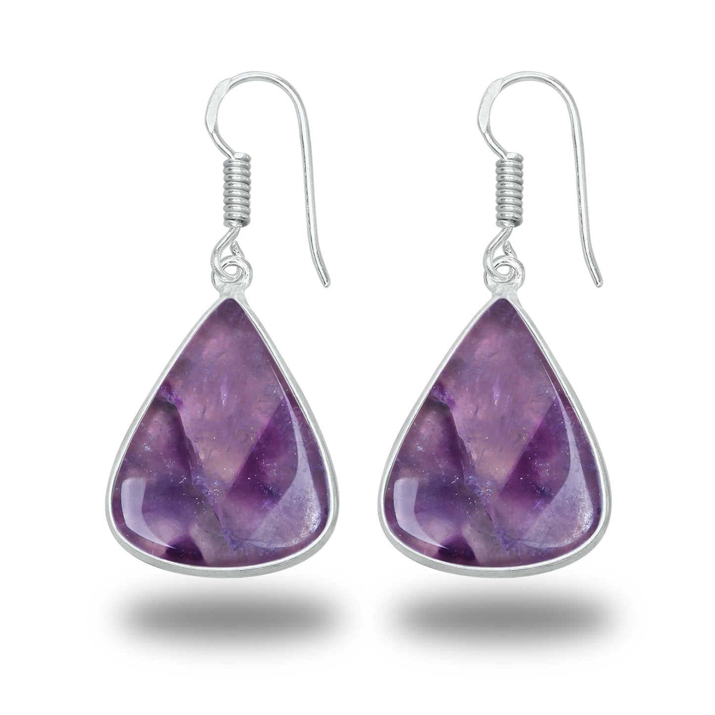 Amethyst Earrings - Minimalistic, Assorted Shapes, Wholesale, Silver-Overlay